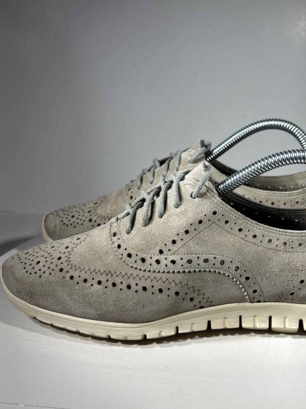Cole Haan Zerogrand Womens Casual Suede Shoes Size 8 B Gray Wingtip Sneakers